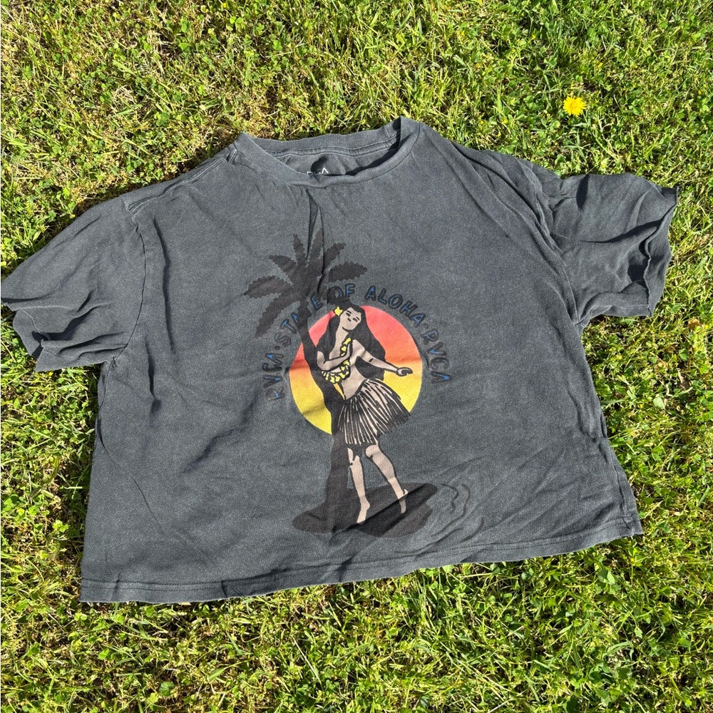 RVCA Graphic Crop Top - Black and Yellow